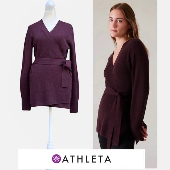 Athleta Sweaters - Athleta Alpine Wrap Sweater in Spiced Cabernet Merino Wool/Cashmere Sz S